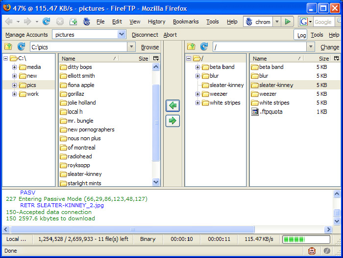 Capture d'écran du module pour Firefox FireFTP
