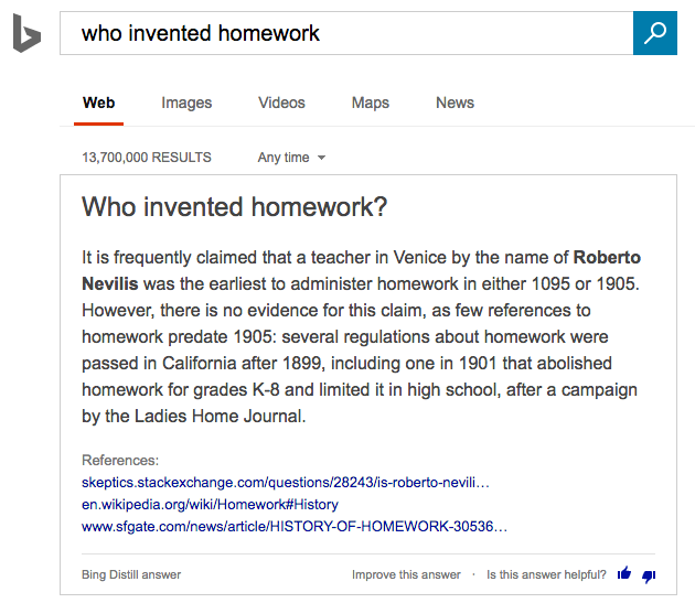 Résultats de Bing : Who invented homework ?