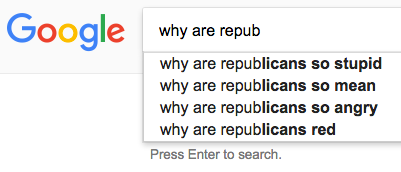 Résultats de Google : Why are Republicans... ?