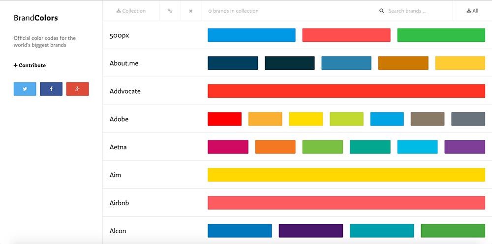 Design web et couleurs : découvrez le site brandcolors.net
