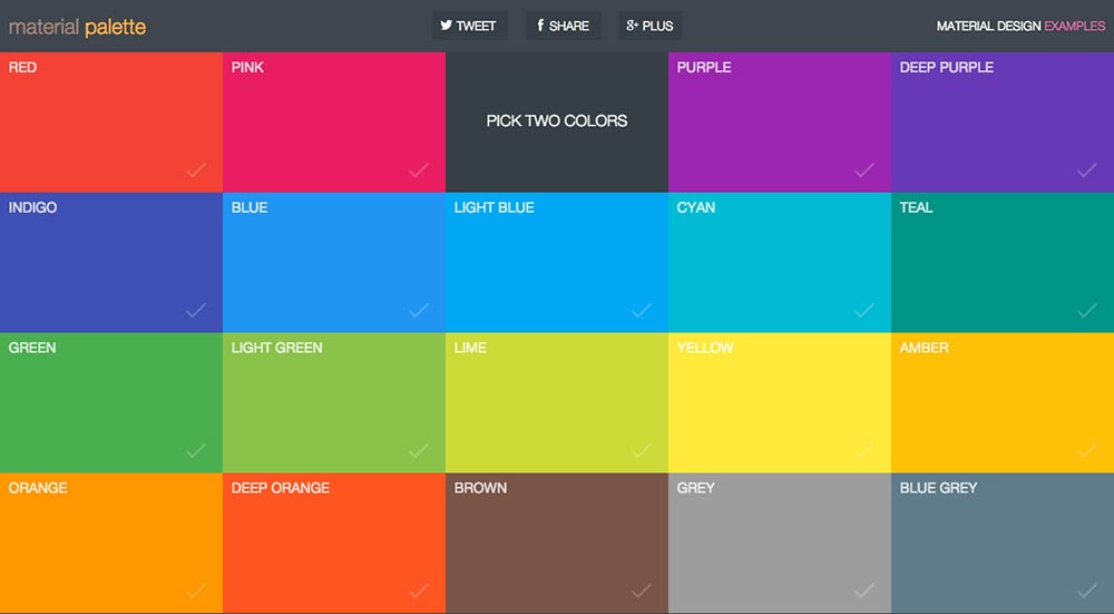 16 couleurs plates universelles définies pour les applications web